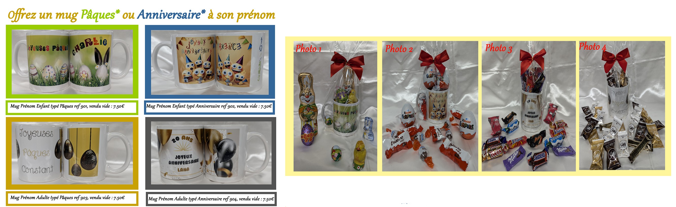Mug Prénom Enfant et Adulte typé Pâques et Anniversaire